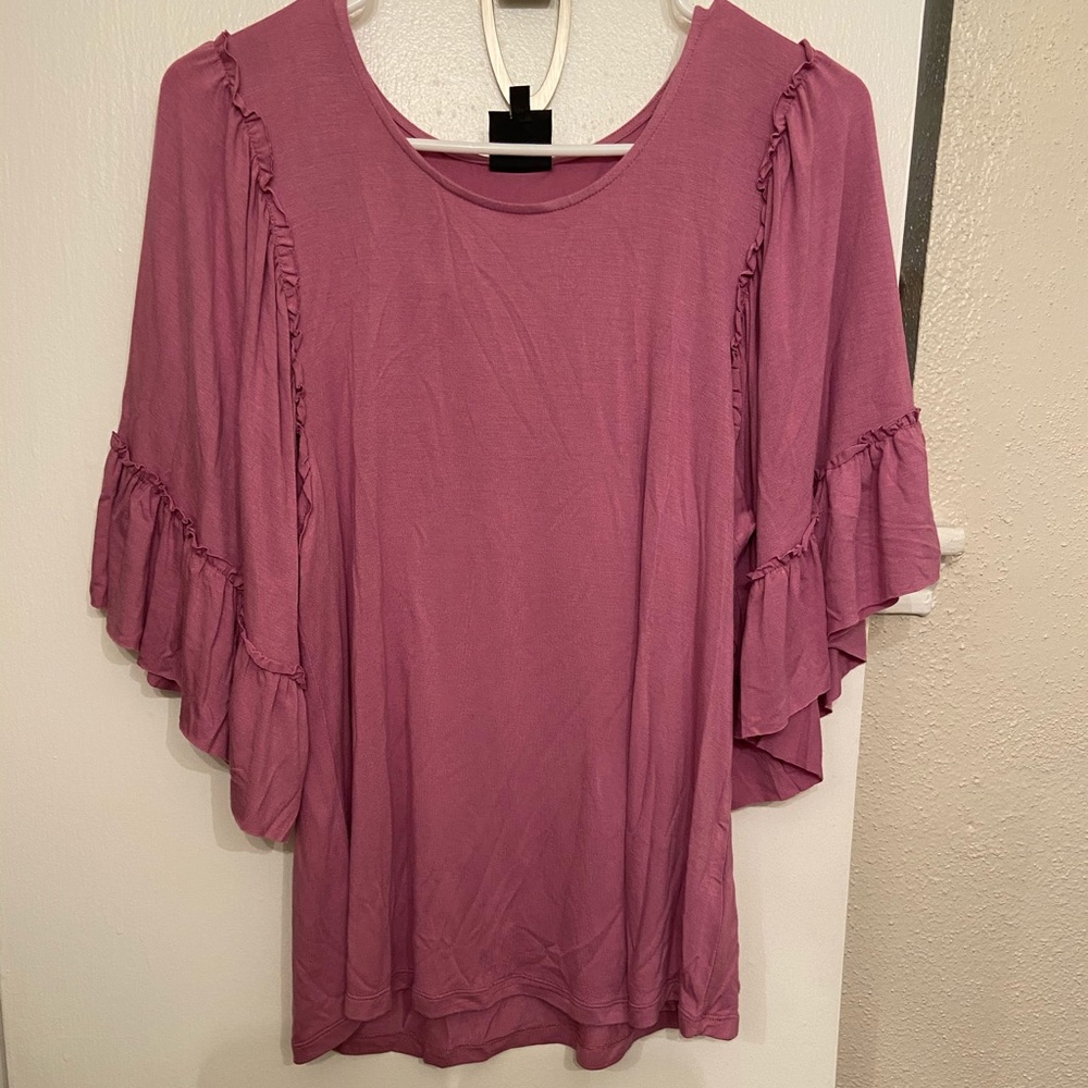 Purple, ruffle sleeve blouse